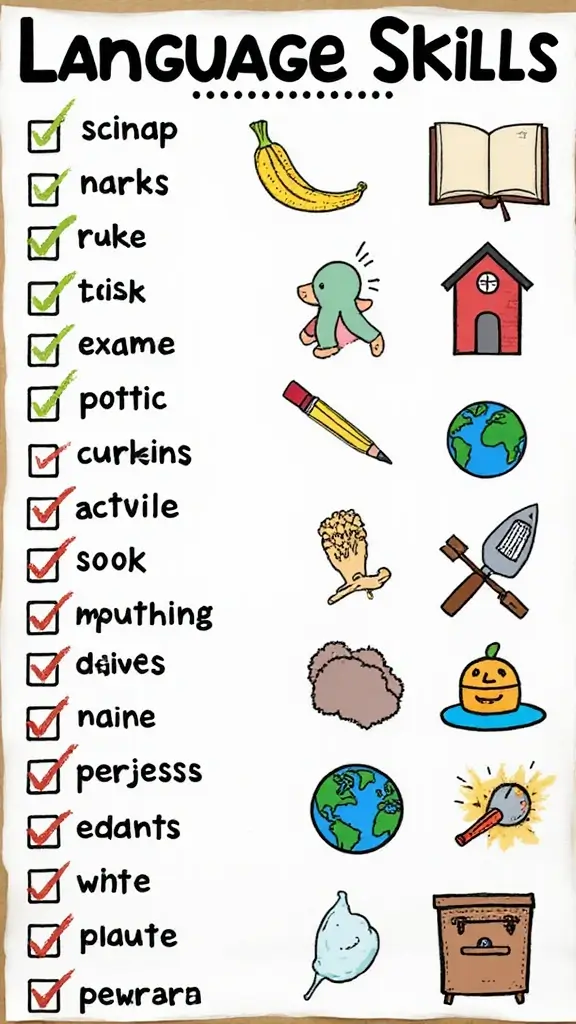 25 Best Visionboard Aesthetic Ideas to Manifest Your Dreams - 12. Language Skills Checklist