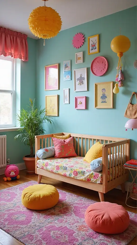 25 Cozy and Affordable Baby Room Inspirations for New Moms - 12. Funky Retro 80s