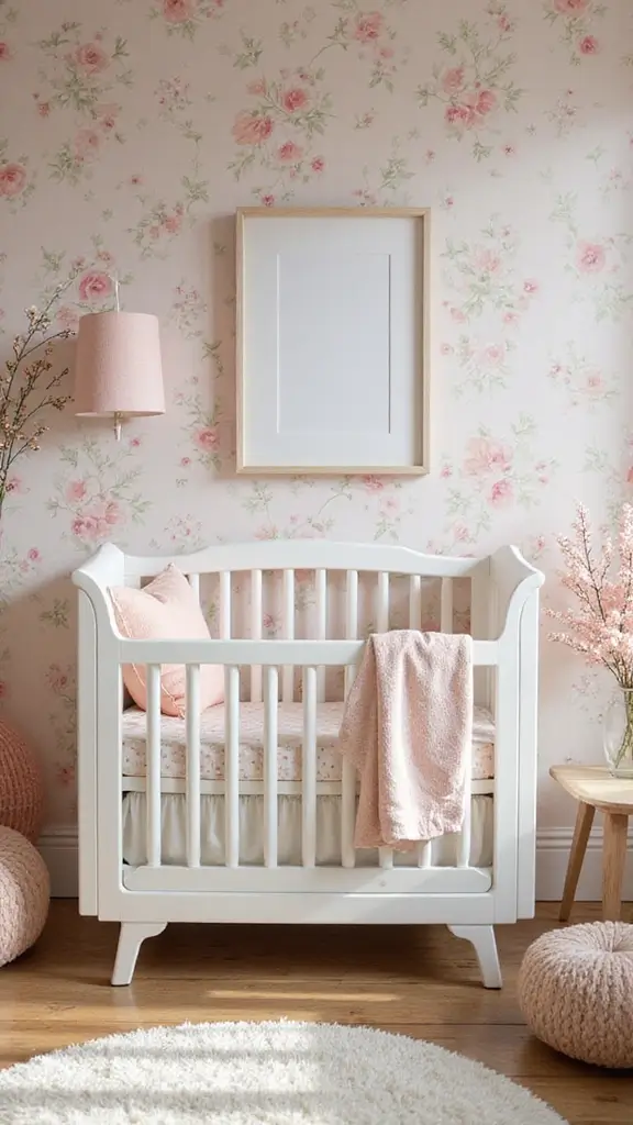 25 Cozy and Affordable Baby Room Inspirations for New Moms - 15. Romantic Floral Retreat