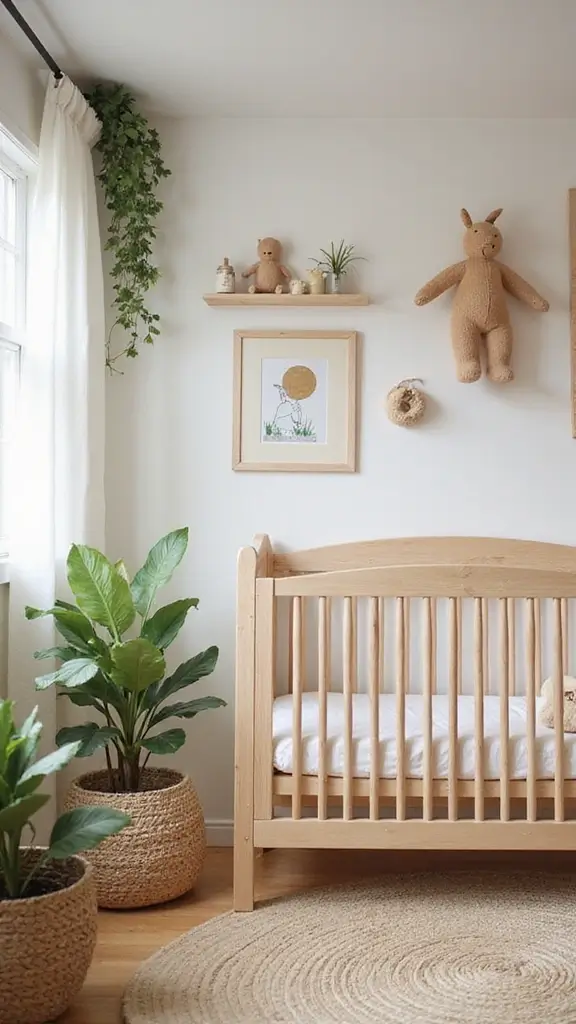25 Cozy and Affordable Baby Room Inspirations for New Moms - 2. Nature-Inspired Retreat