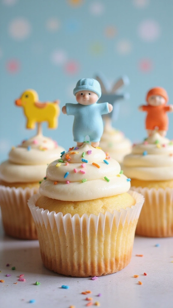 25 Stunning DIY Baby Shower Decorations That Will Leave Guests in Awe! - 10. Playful Cupcake Toppers