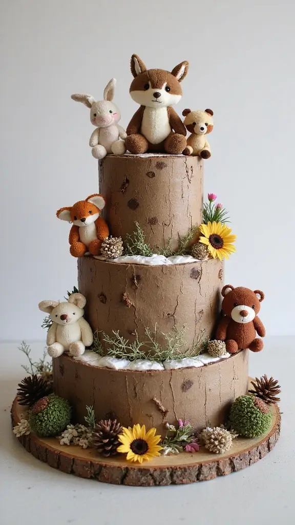 25 Thoughtful Diaper Cake Ideas Every Parent Will Adore - 1. Woodland Wonder