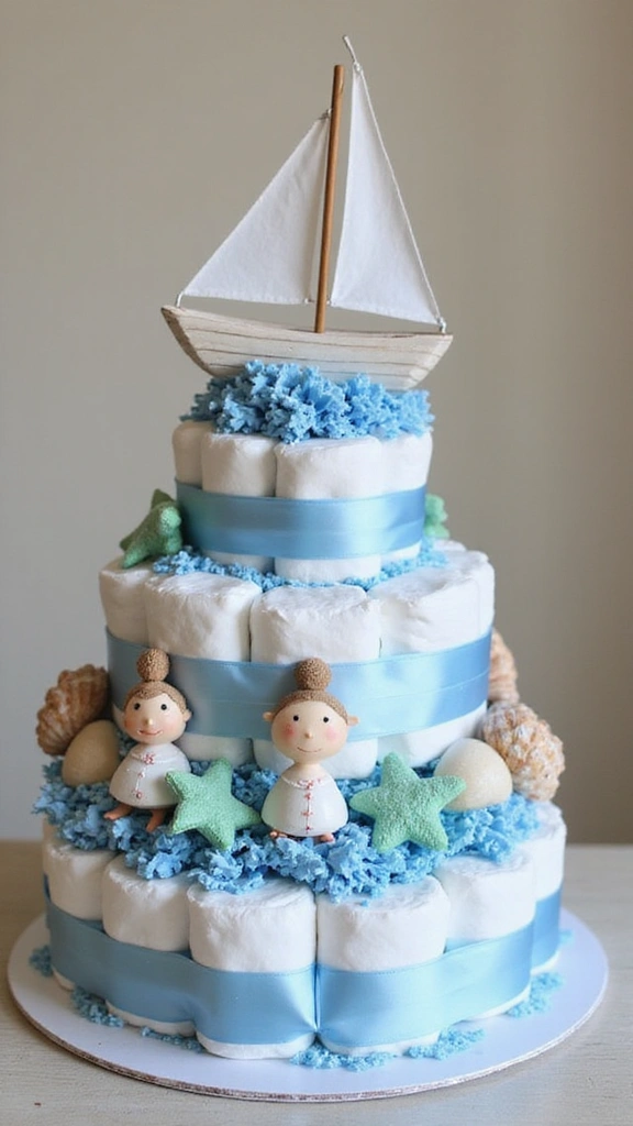 25 Thoughtful Diaper Cake Ideas Every Parent Will Adore - 2. Nautical Dreams