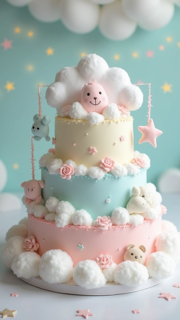 25 Thoughtful Diaper Cake Ideas Every Parent Will Adore - 22. Dreamy Clouds