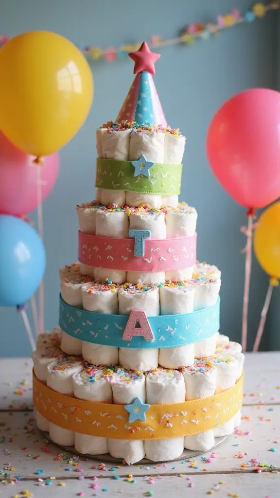 25 Thoughtful Diaper Cake Ideas Every Parent Will Adore - 25. Cheerful Celebrations