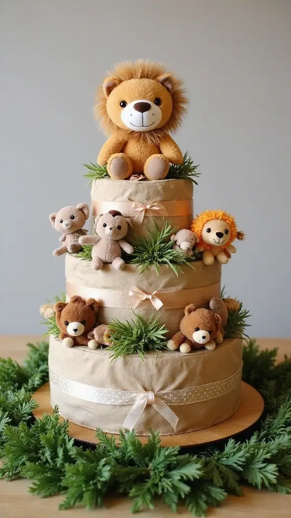 25 Thoughtful Diaper Cake Ideas Every Parent Will Adore - 4. Safari Adventure
