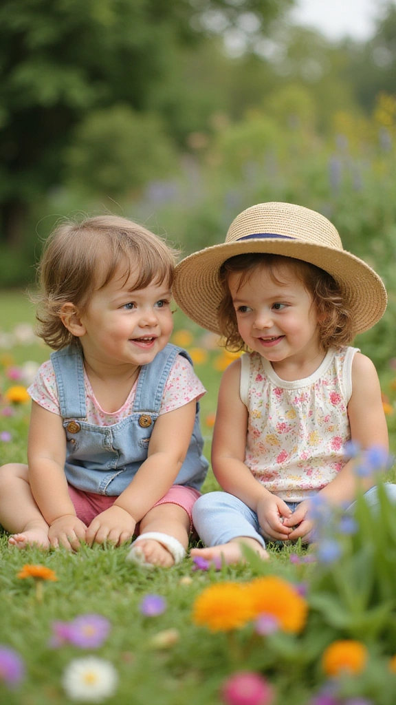 27 Adorable Twin Baby Photos That Melt Hearts - 18. Twins in the Garden