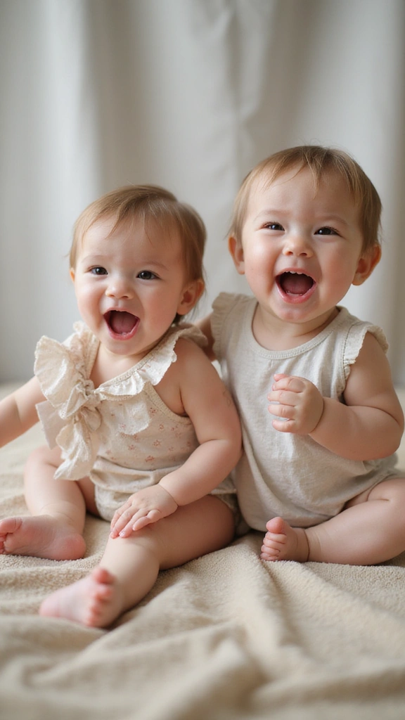 27 Adorable Twin Baby Photos That Melt Hearts - 3. Playful Expressions