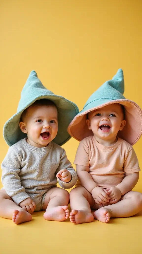 27 Adorable Twin Baby Photos That Melt Hearts - 4. Silly Hat Day