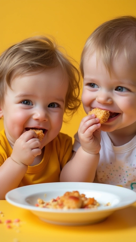 27 Adorable Twin Baby Photos That Melt Hearts - 7. Sweet Snack Time