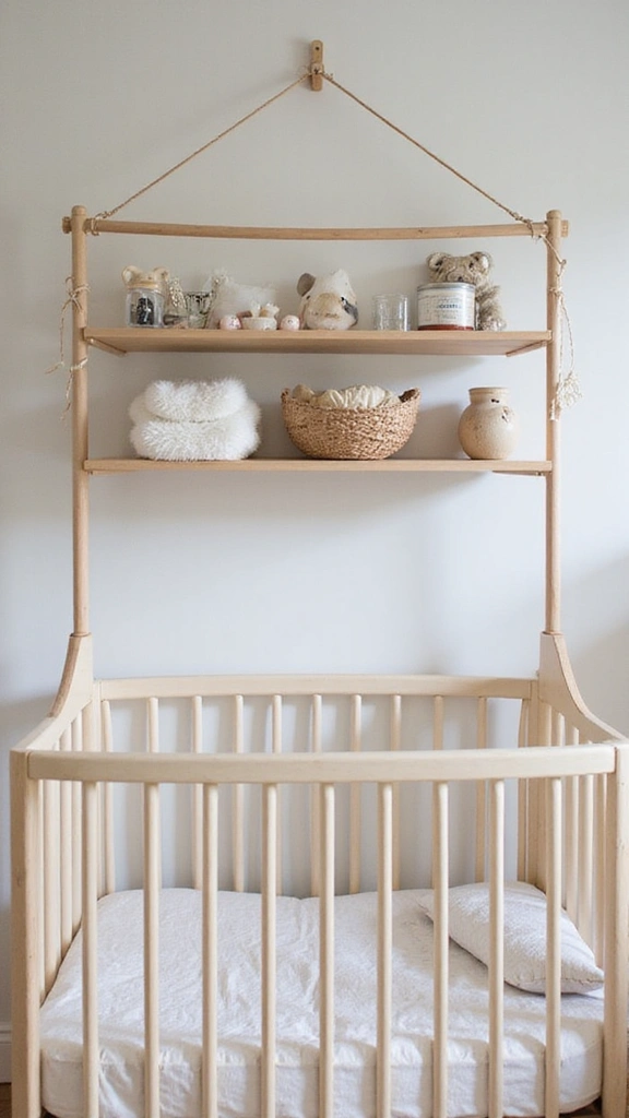 21 Baby Room Design Hacks for Small Spaces - 14. Hang Over-the-Crib Mobile Storage