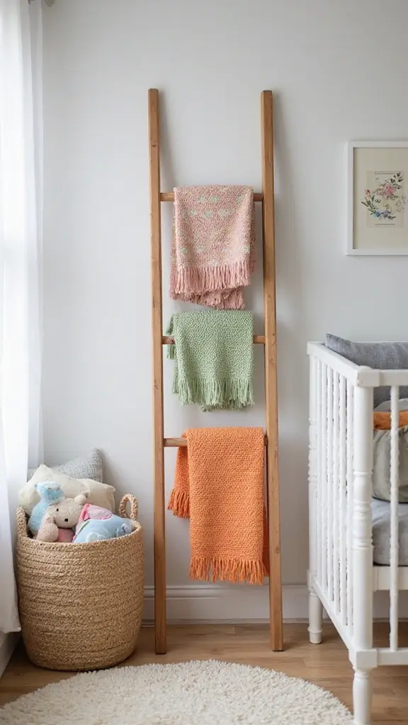 21 Baby Room Design Hacks for Small Spaces - 19. Use Decorative Ladders for Additional Storage