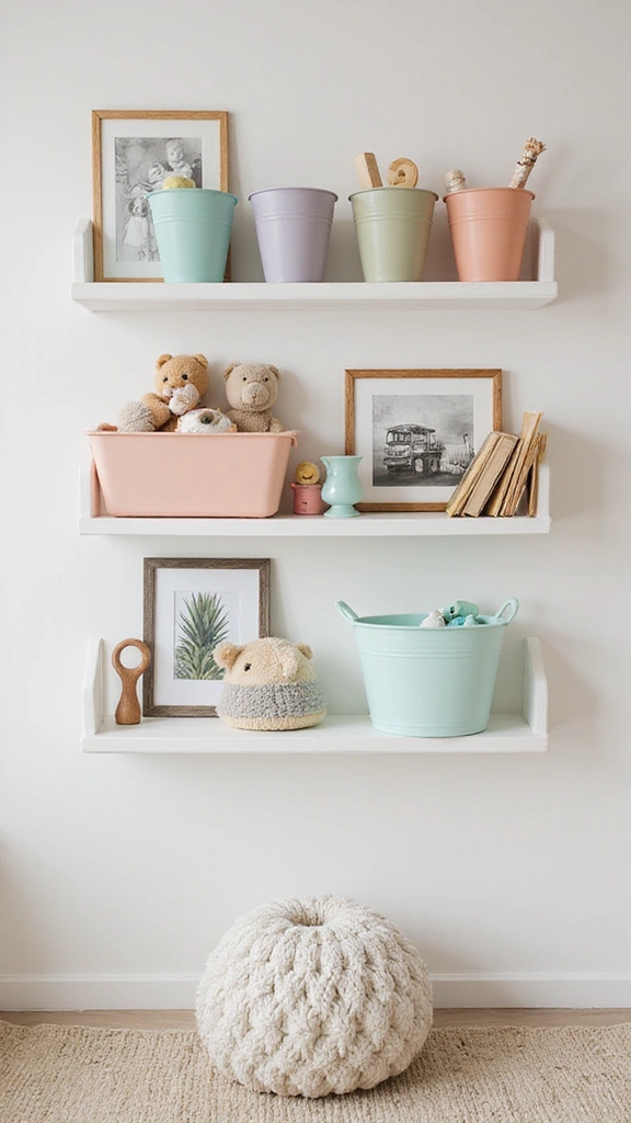 21 Baby Room Design Hacks for Small Spaces - 2. Utilize Vertical Space with Wall Shelves