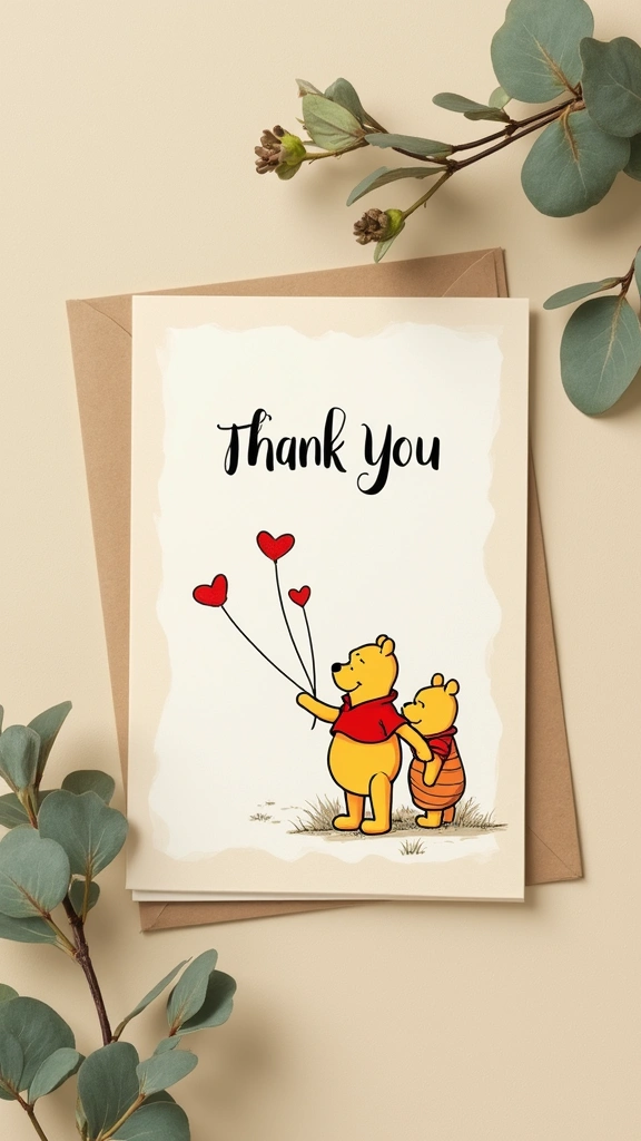 23 Winnie the Pooh Baby Shower Decoration Ideas - 21. Eco-Friendly Thank You Cards