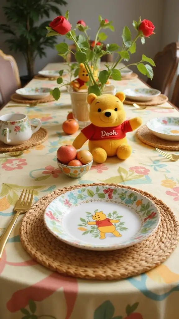 23 Winnie the Pooh Baby Shower Decoration Ideas - 3. Adorable Pooh Bear Table Settings