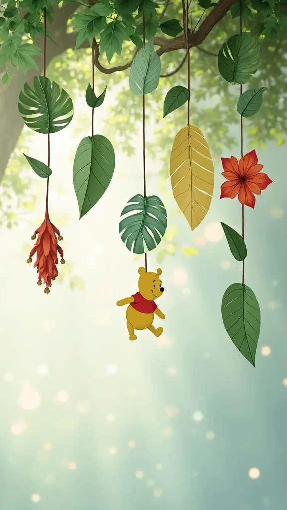 23 Winnie the Pooh Baby Shower Decoration Ideas - 4. Nature-Inspired Hanging Decor