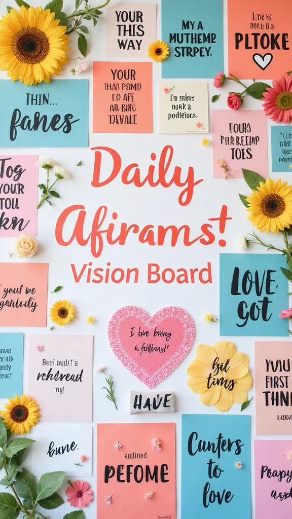 24 Best Life Vision Board Examples for Inspiration - 20. A Daily Affirmation Board