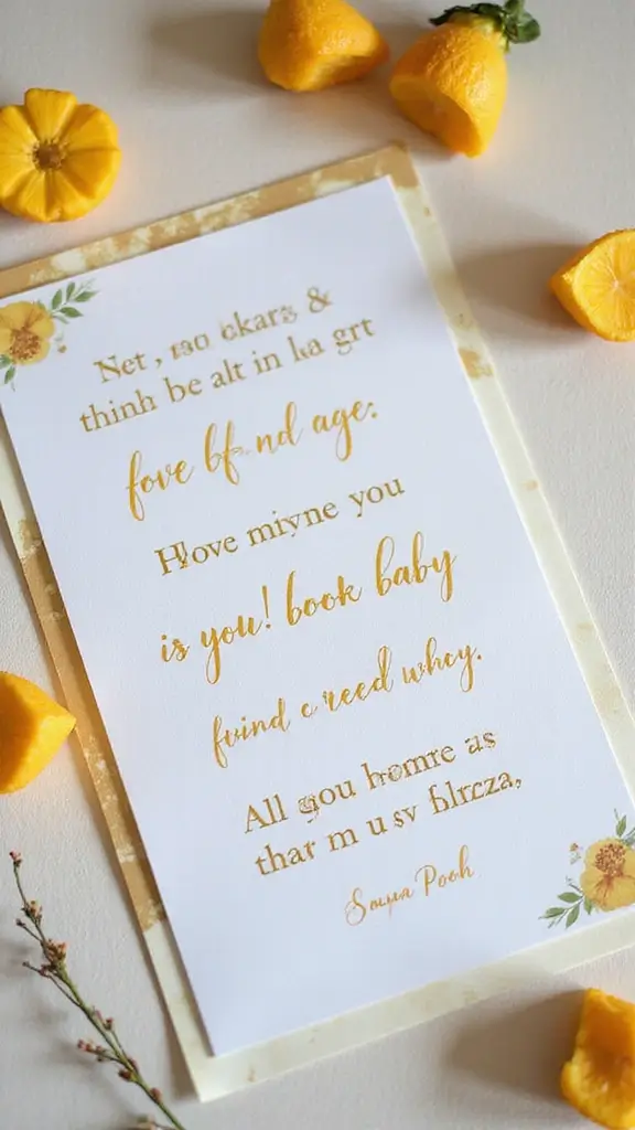 26 Winnie the Pooh Baby Shower DIY Decoration Ideas - 12. Feel-Good Quote Cards
