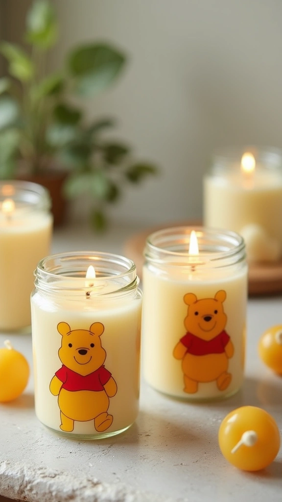 26 Winnie the Pooh Baby Shower DIY Decoration Ideas - 16. Eco-Friendly Candles