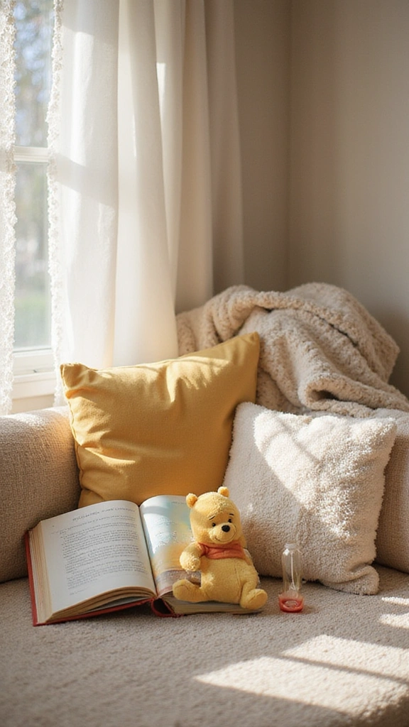 26 Winnie the Pooh Baby Shower DIY Decoration Ideas - 26. Pooh Bear Story Time Corner