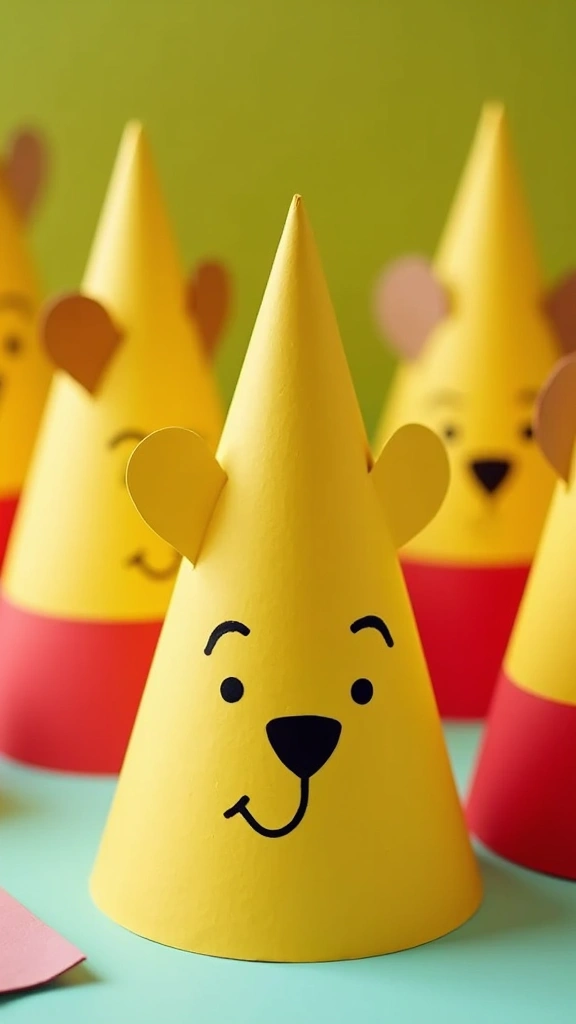 26 Winnie the Pooh Baby Shower DIY Decoration Ideas - 3. DIY Pooh Bear Party Hats