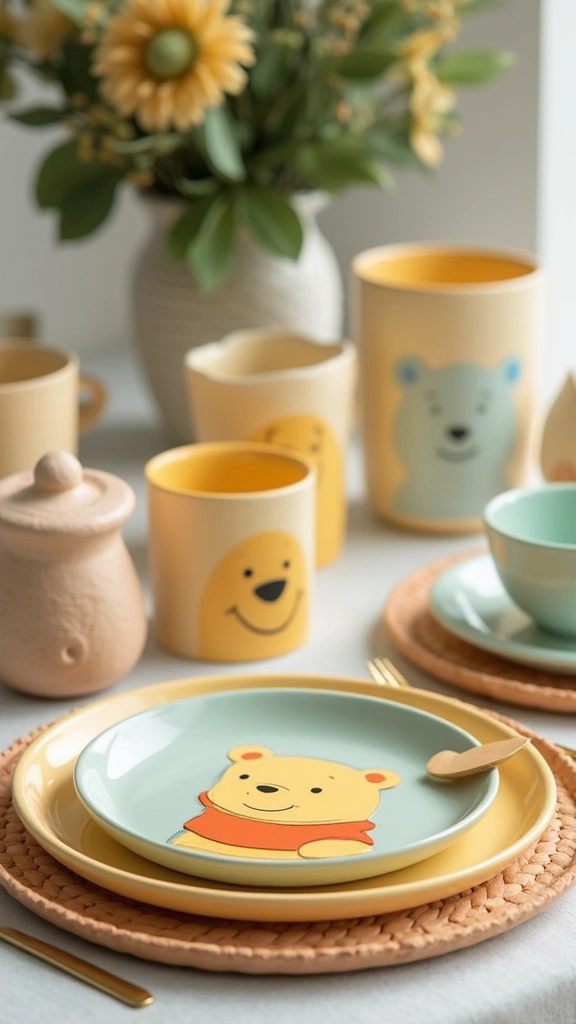 26 Winnie the Pooh Baby Shower DIY Decoration Ideas - 4. Eco-Friendly Tableware
