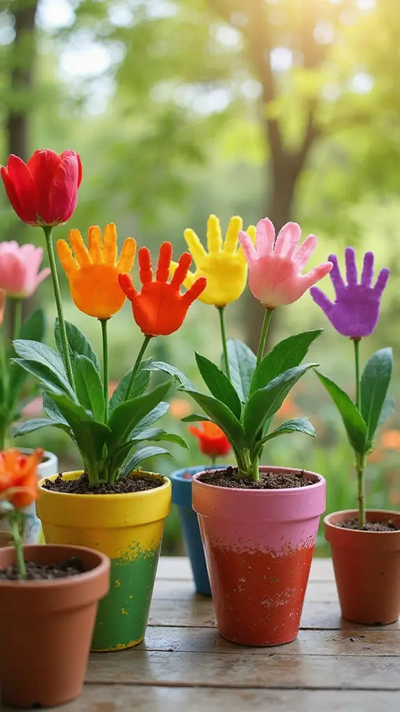 19 Adorable Mother’s Day Crafts with Kids That Will Melt Your Heart! - 1. Handprint Flower Pots