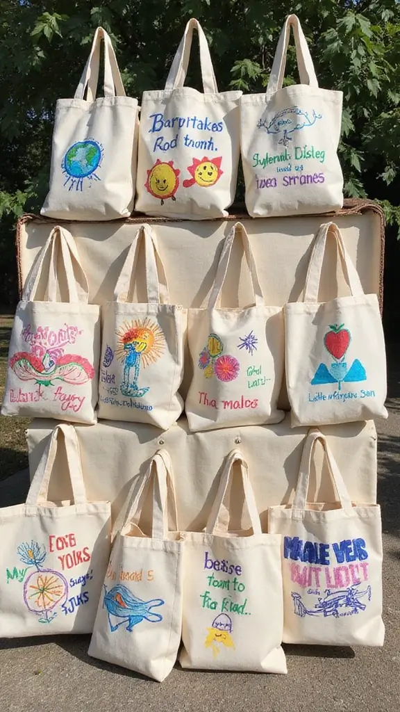 19 Adorable Mother’s Day Crafts with Kids That Will Melt Your Heart! - 3. Customized Tote Bags