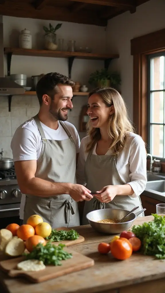 19 Subtle Ways to Spark His Curiosity and Make Him Chase You - 4. Take Turns in the Kitchen