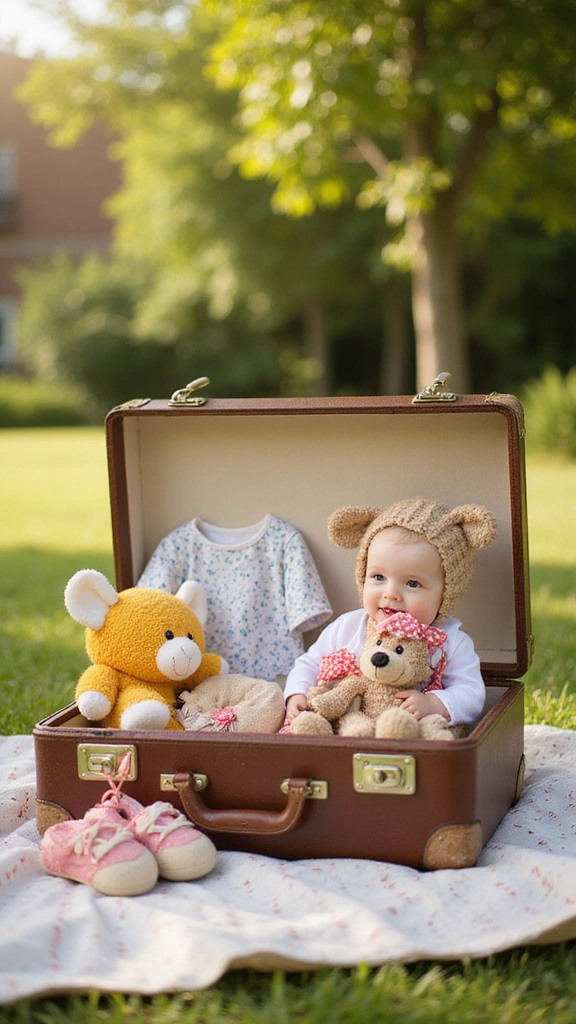 21 Fun Baby Announcement Ideas That Will Make Everyone Smile - 7. Vintage Suitcase Announcement