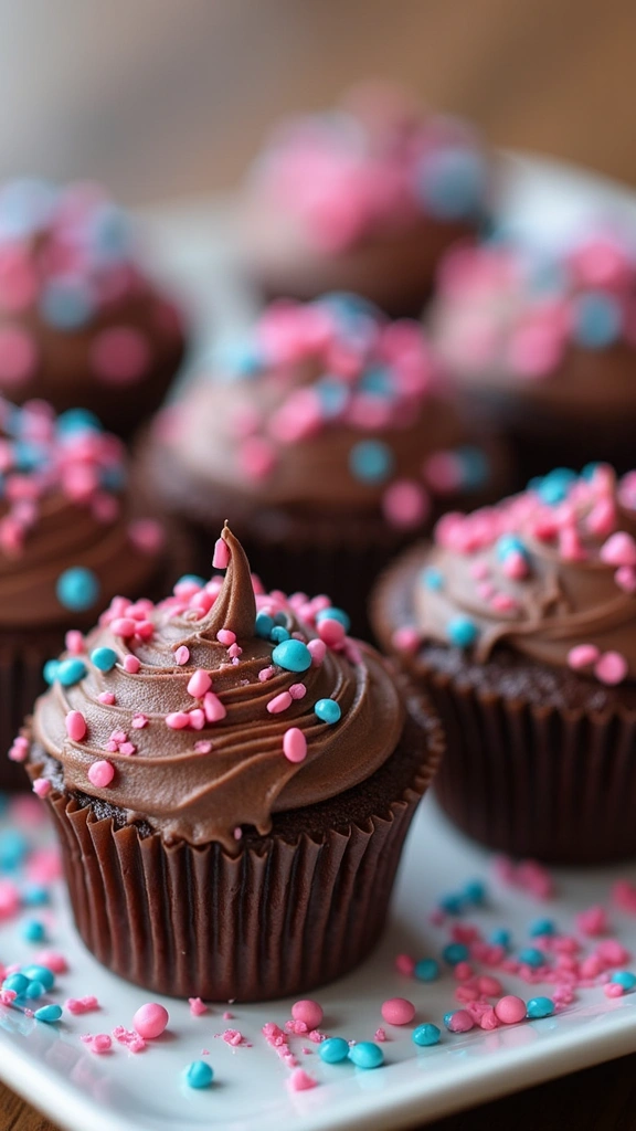 21 Parenting-Favorite Cupcake Designs to Announce Your Baby’s Gender - 11. Chocolate-Dipped Cupcakes