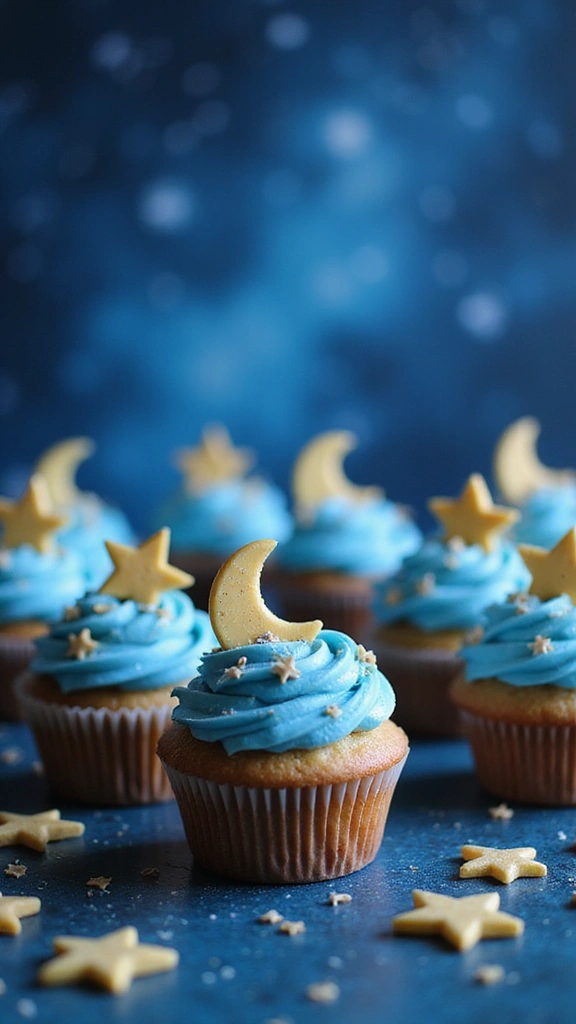 21 Parenting-Favorite Cupcake Designs to Announce Your Baby’s Gender - 15. Starry Night Cupcakes