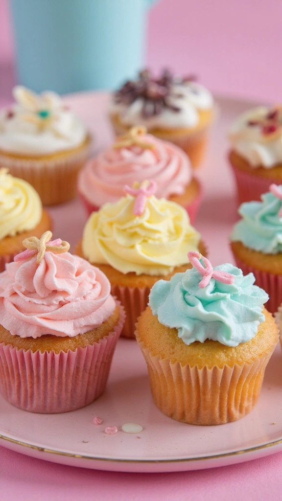 21 Parenting-Favorite Cupcake Designs to Announce Your Baby’s Gender - 20. Celebration Ribbons Cupcakes