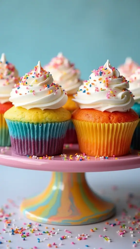 21 Parenting-Favorite Cupcake Designs to Announce Your Baby’s Gender - 6. Rainbow Cupcakes with Gender Reveal Filling