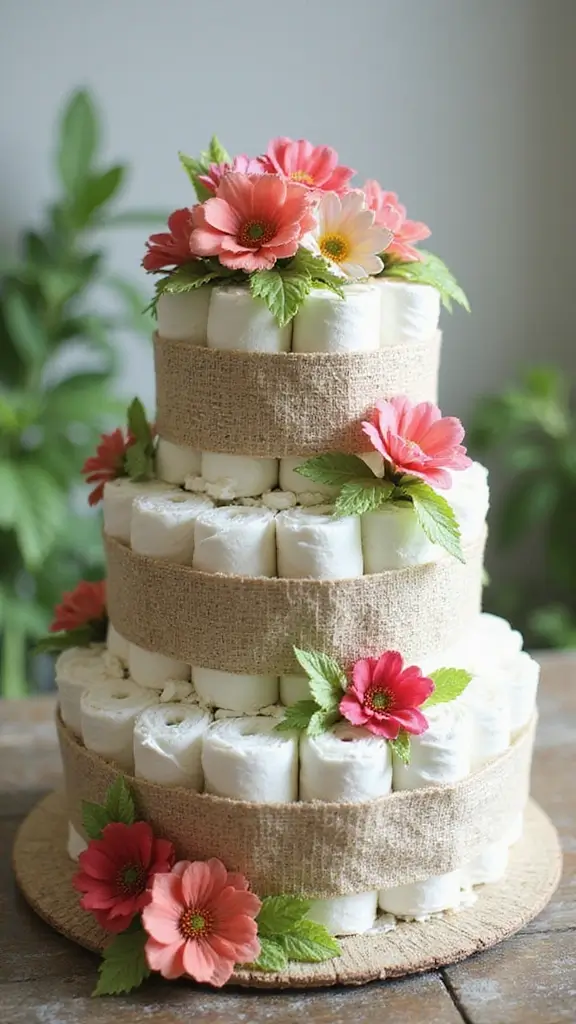 21 Unique Diaper Cake Ideas That Will Melt Any Mom’s Heart - 15. Garden of Blooms
