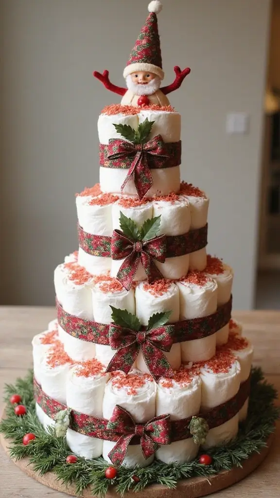 21 Unique Diaper Cake Ideas That Will Melt Any Mom’s Heart - 18. Holiday Spirit