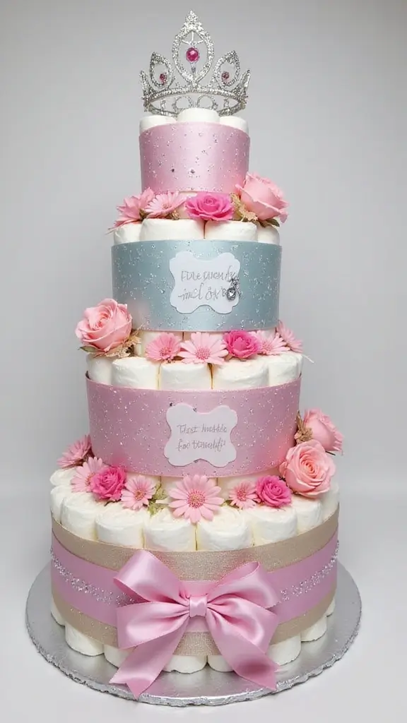 21 Unique Diaper Cake Ideas That Will Melt Any Mom’s Heart - 3. Princess Dreams