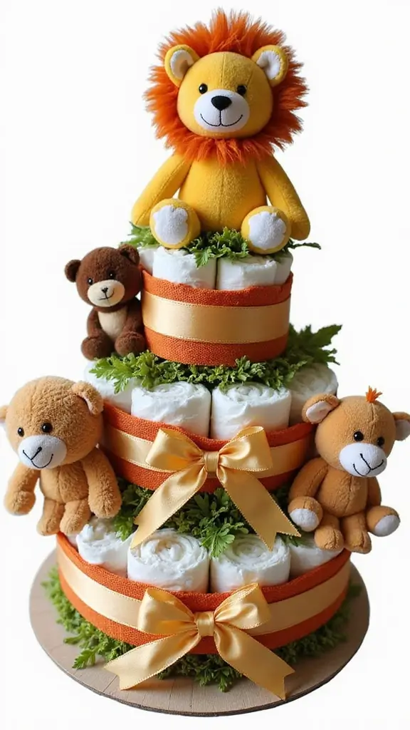 21 Unique Diaper Cake Ideas That Will Melt Any Mom’s Heart - 4. Safari Adventure