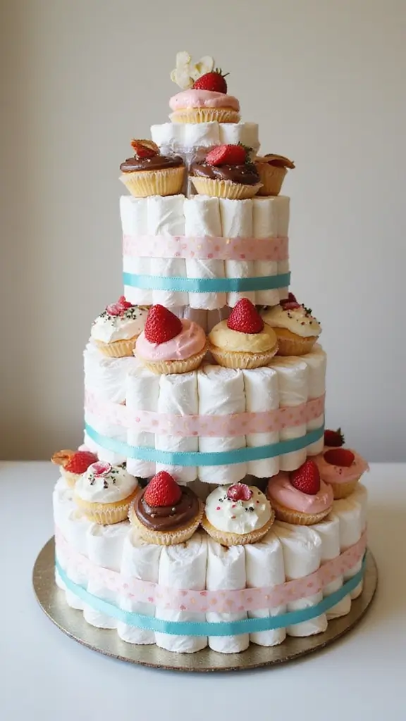 21 Unique Diaper Cake Ideas That Will Melt Any Mom’s Heart - 5. Sweet Treats