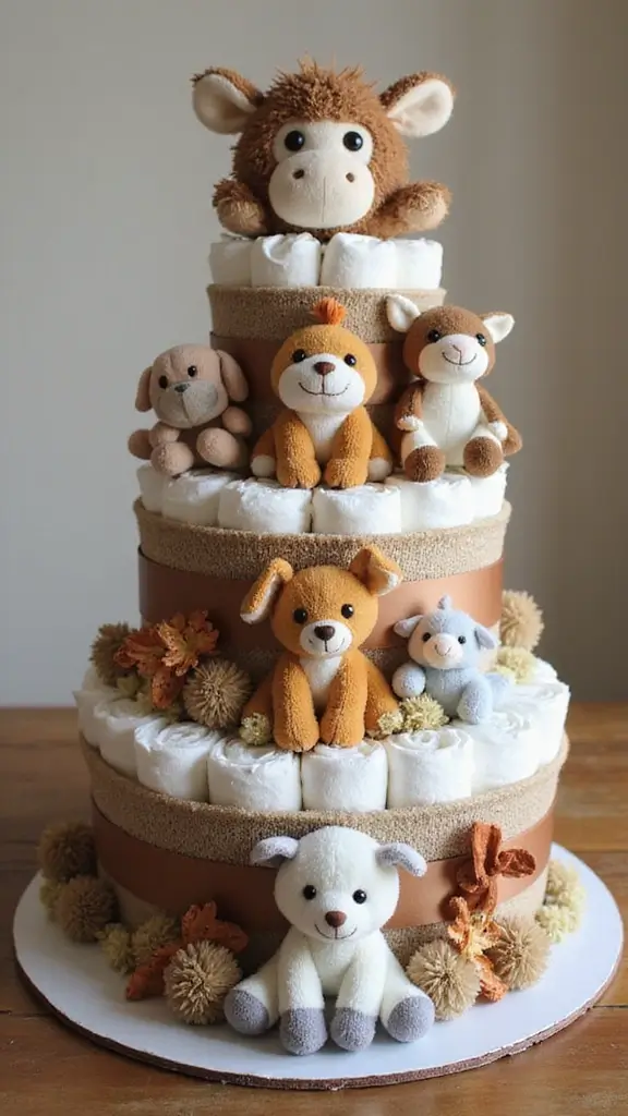 21 Unique Diaper Cake Ideas That Will Melt Any Mom’s Heart - 8. Farmyard Fun