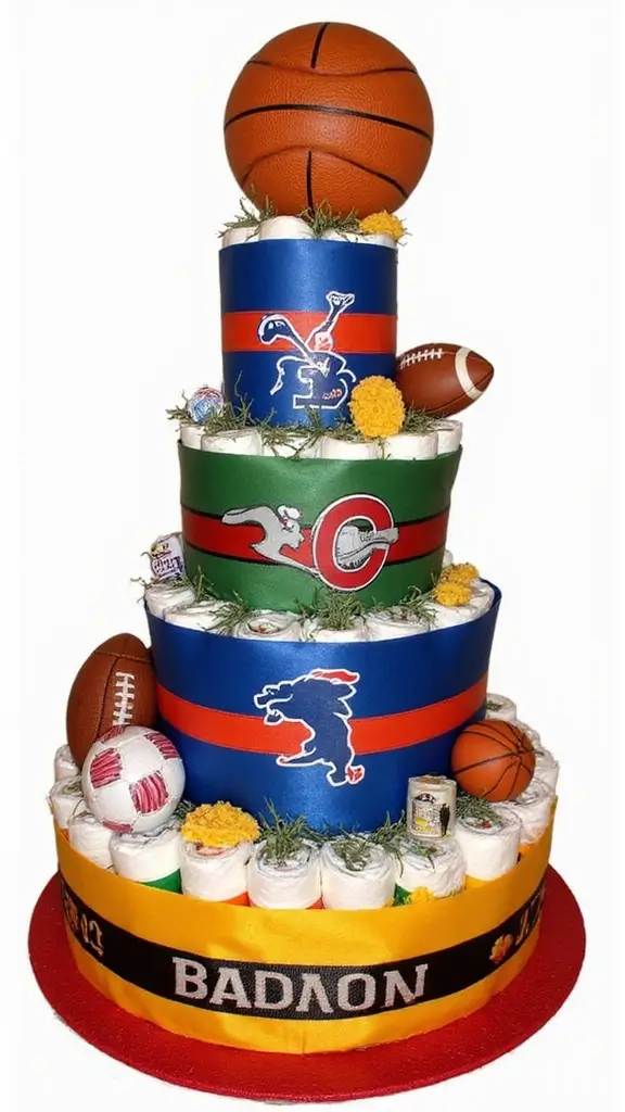 23 Inspiring Diaper Cake Ideas to Welcome Your Little One - 14. Sports Fanatic