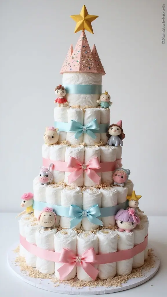 23 Inspiring Diaper Cake Ideas to Welcome Your Little One - 15. Fairy Tale Dreams