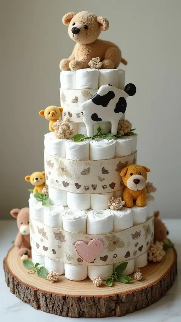 23 Inspiring Diaper Cake Ideas to Welcome Your Little One - 16. Farm Fresh