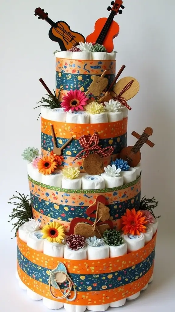 23 Inspiring Diaper Cake Ideas to Welcome Your Little One - 22. Music to My Ears