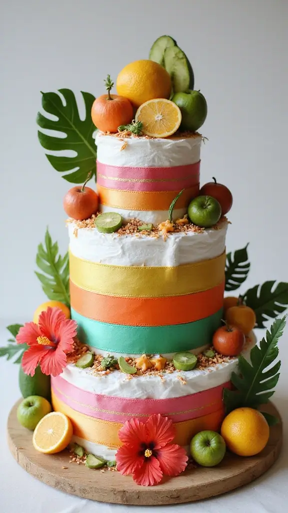 23 Inspiring Diaper Cake Ideas to Welcome Your Little One - 6. Tropical Paradise