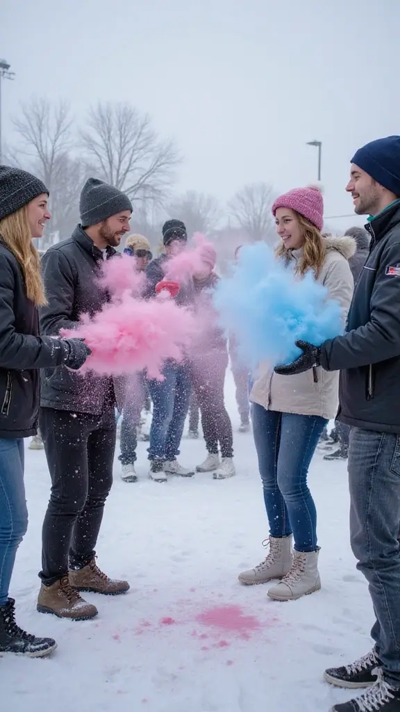 23 Outrageously Creative Gender Reveal Ideas That Will Leave Everyone Speechless! - 20. Gender Reveal Snowball Fight
