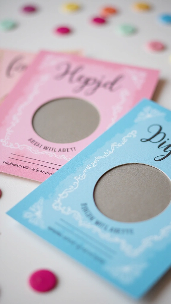 23 Outrageously Creative Gender Reveal Ideas That Will Leave Everyone Speechless! - 4. Scratch-Off Cards