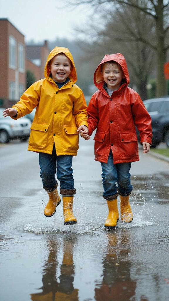23 Twin Boy Moments That Will Make You Smile - 16. Puddle Jumping Adventures