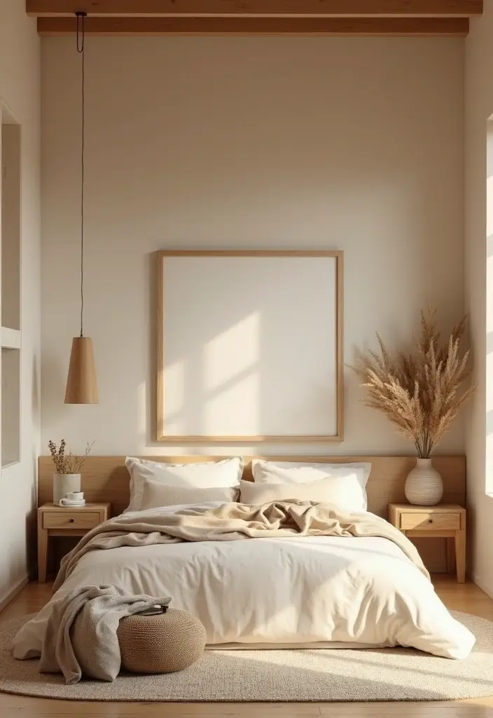 25 Beige Wall Bedroom Ideas That Add Warmth and Sophistication - 13. Natural Wood Elements