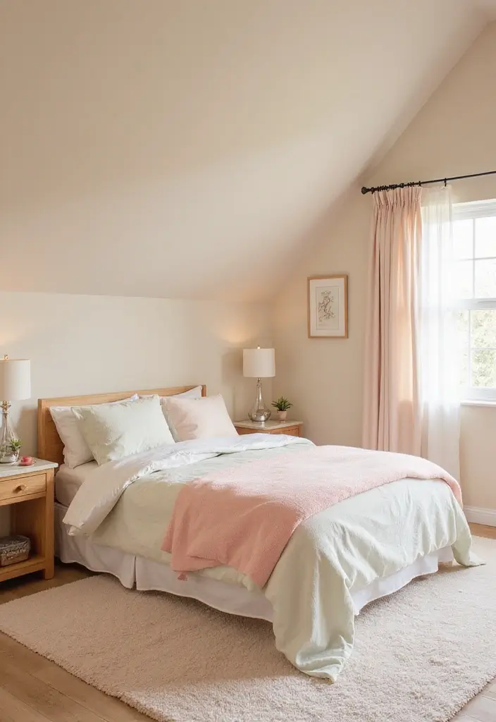 25 Beige Wall Bedroom Ideas That Add Warmth and Sophistication - 19. Soft Pastels with Beige